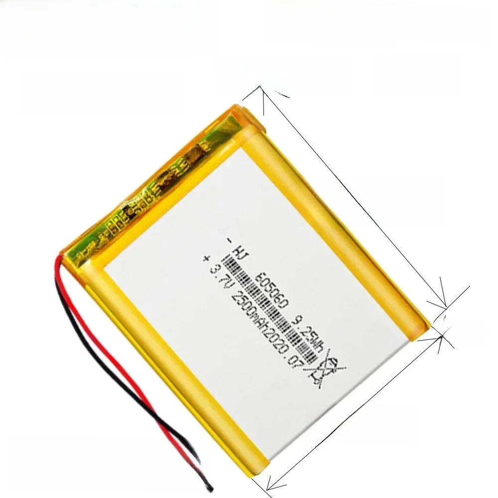 1-10pcs 3.7V Lithium polymer 2500mAh 605060 Soft package battery For Power Bank Bluetooth Speakers Tablet DVD battery