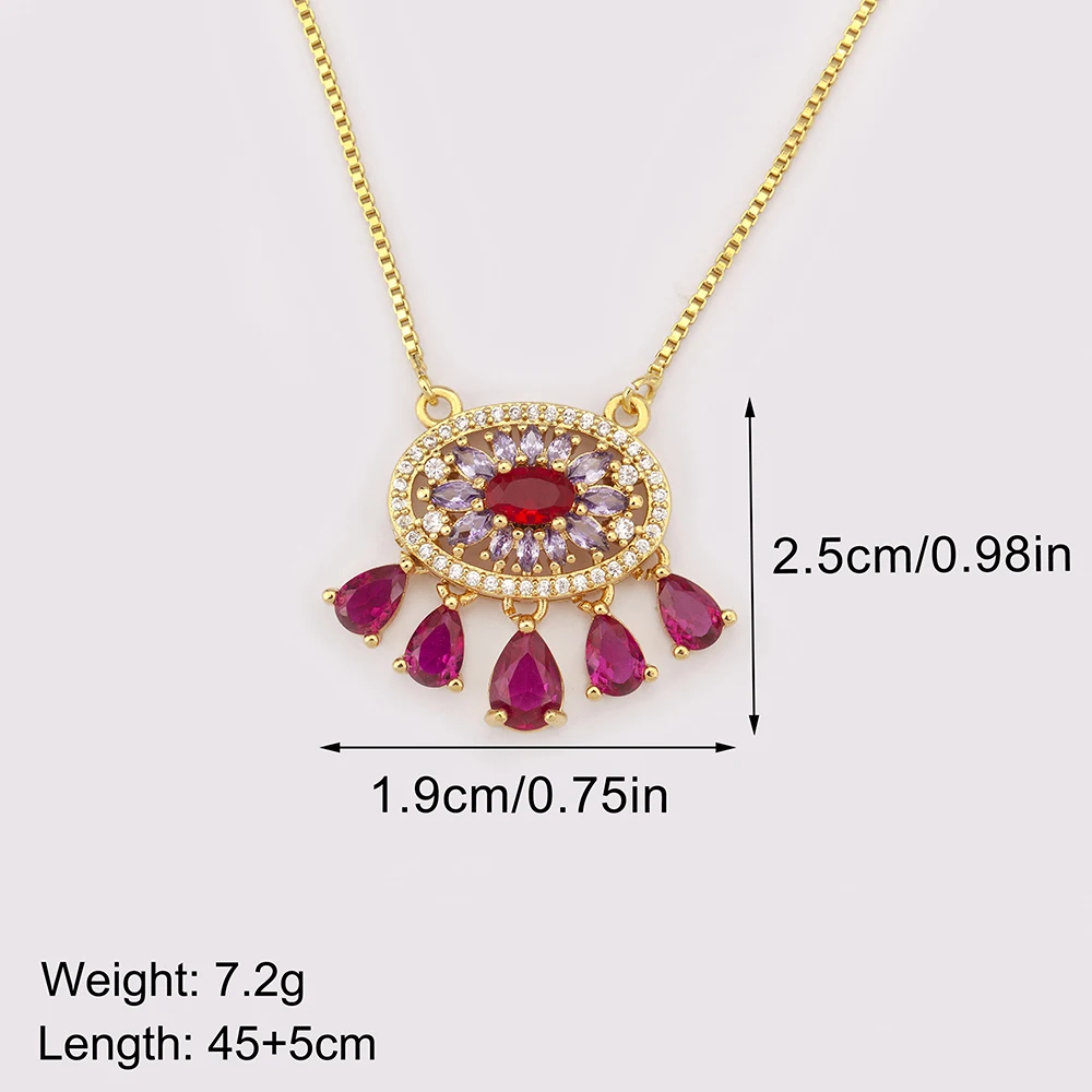 Nidin New Trendy Flower Shape Zircon Pendant Necklace For Women Light Luxury Clavicle Chain Jewelry Accessories Wedding Gifts