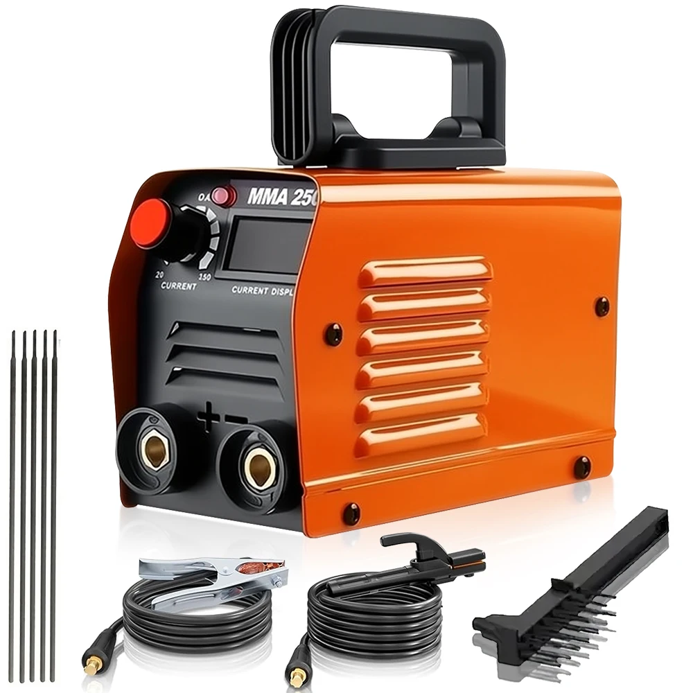 Tragbares MMA 250A Inverter-Schweißgerät, Lichtbogenschweißen, hohe Frequenzstabilität, große Belastbarkeit, geeignet für 2,5-mm-Schweißstäbe, Werkzeug für die Autoreparatur.