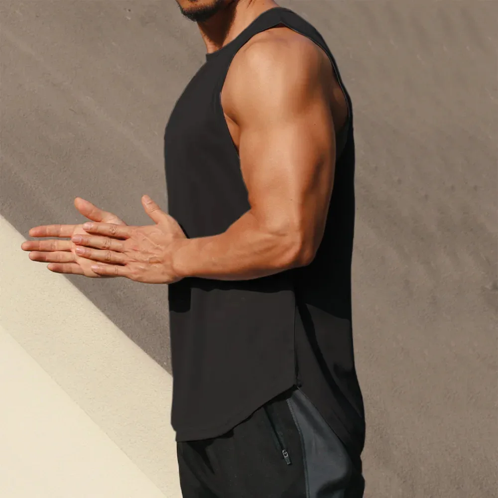 Camiseta sin mangas transpirable para hombre, chaleco de secado rápido cómodo para fitness al aire libre, camiseta informal de moda, top estampado