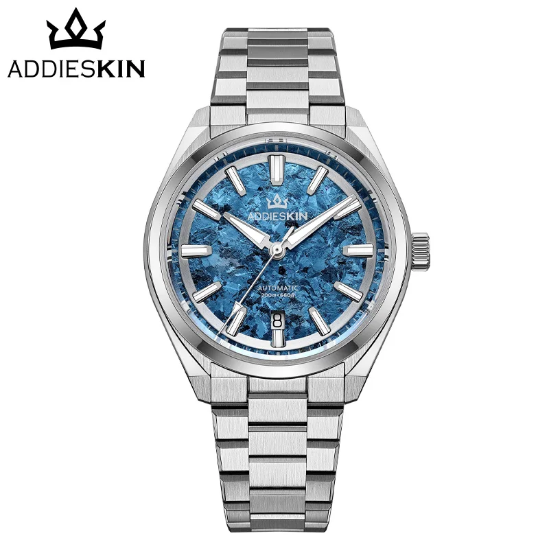 Addieskin K006 Ice Crack Titanium Dial Luxury Watch for Men 40mm 200m Waterproof Sapphire Crystal BGW9 Luminous 9015 Watch Gift