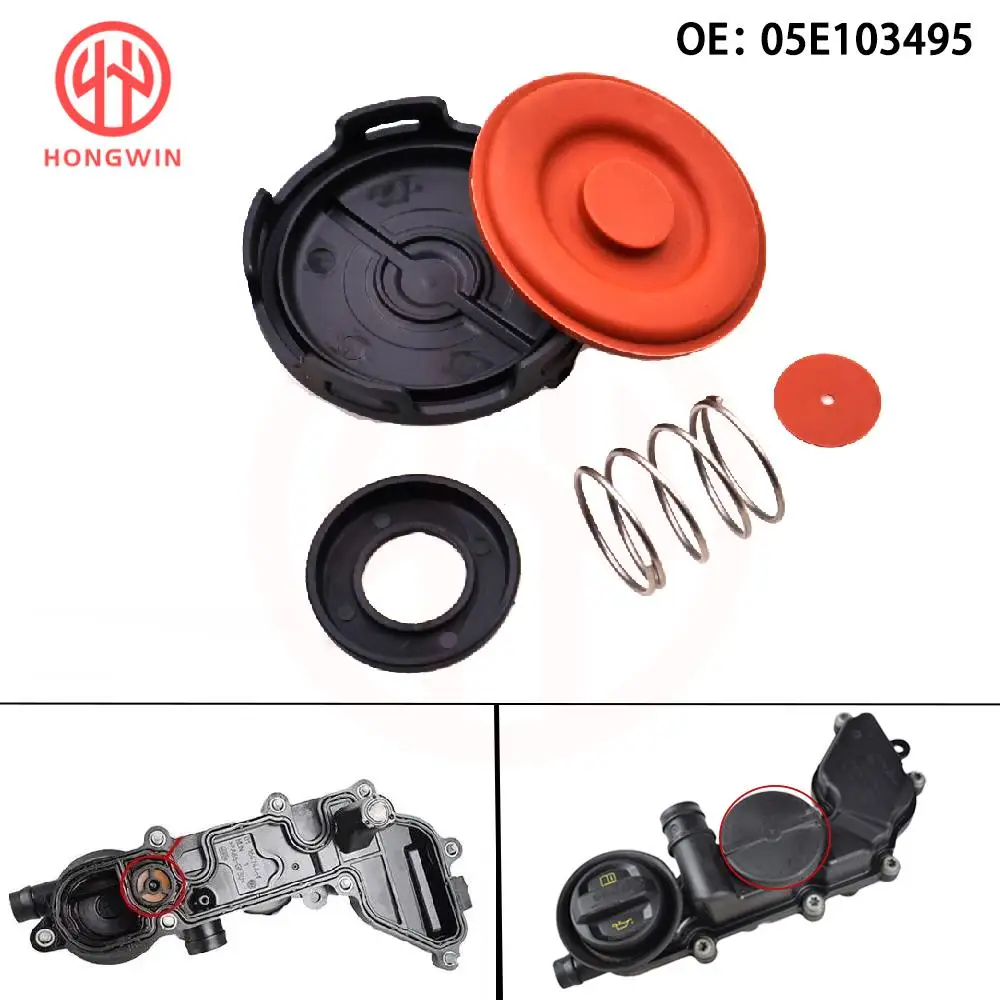 For VW Golf Seat Leon 2017-2023 1.5 TSI eTSI Engine Oil Seperator Breather Cover Repair Kit With Membrane 05E103495 / 05E103495J