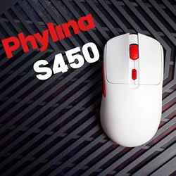 PHYLINA S450 Wireless Gaming Mouse 56g Lightweight 2.4G USB-C Wired PAW3395 Rechargeable 6 Programmable Buttons for SCGO/LOL/CF