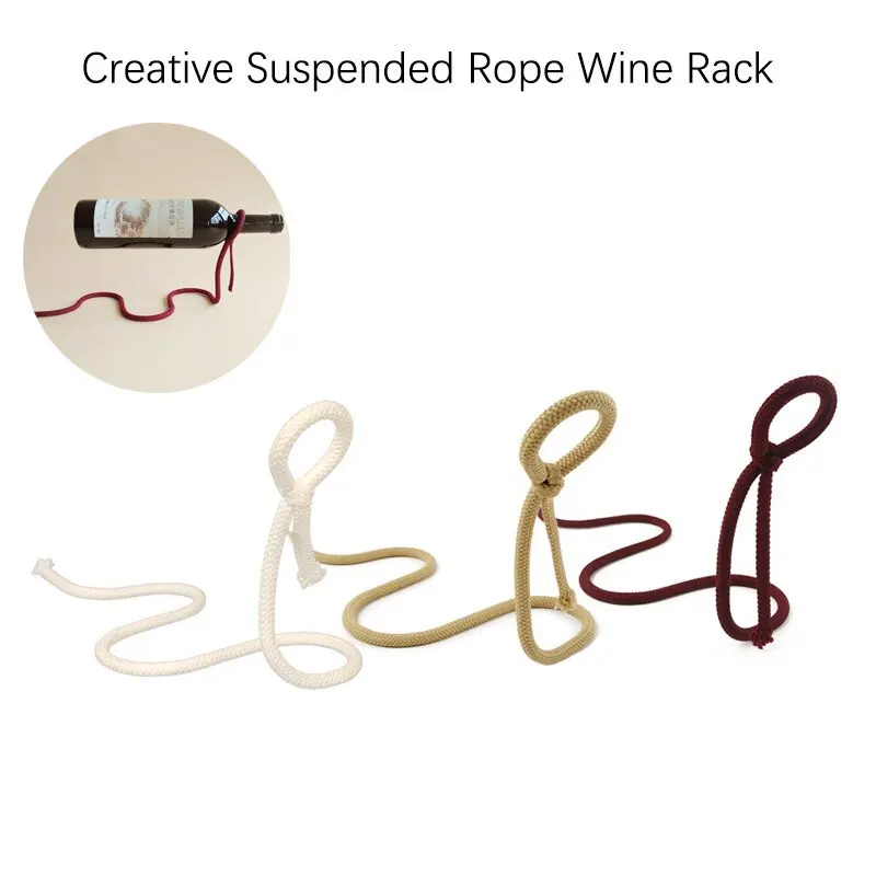 

New Suspended Rope Wine Rack Serpentine Snake Bracket Wine Bottle Holder Home Decoration Stand Shelf Table Decor Display Gift