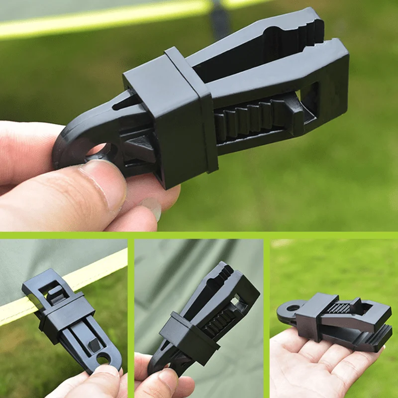 10 peças de clipes para barraca de alta resistência, adequados para fixar tecido impermeável e sombra durante acampamentos e explorações ao ar livre