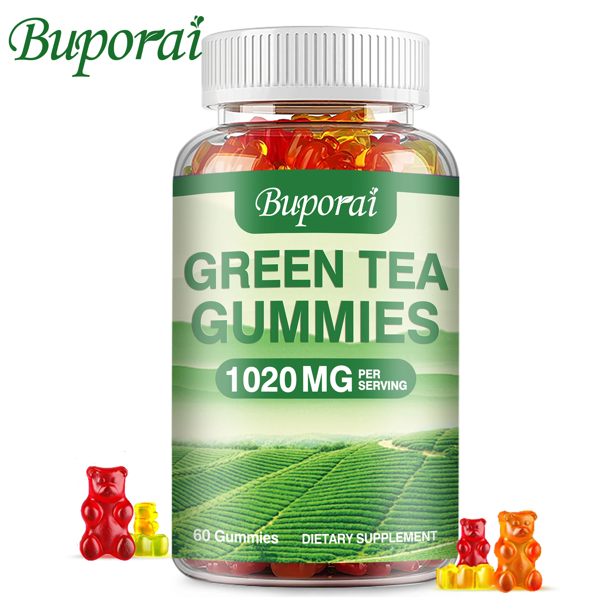 Green Tea Gummies - Belly Fat Burning, Metabolism Boosting, Appetite Suppression, Weight Management - 60 Gummies