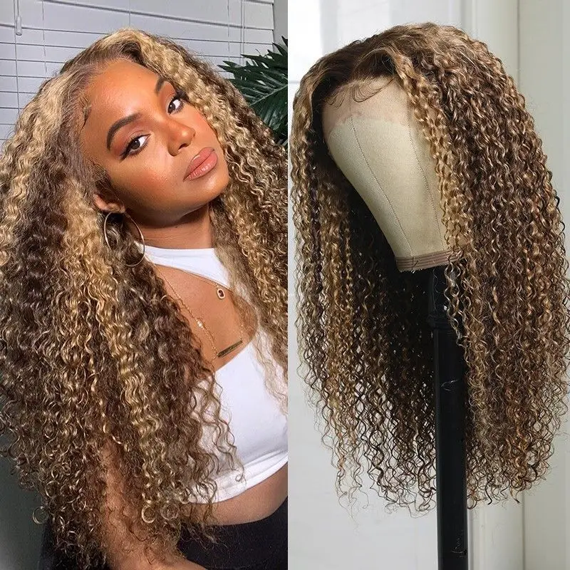 13x6 Blonde Highlight Curly 13X4 Lace Frontal Human Hair Wigs For Women Hightlight 4/27 Wig HD Lace Front Human Hair Wig