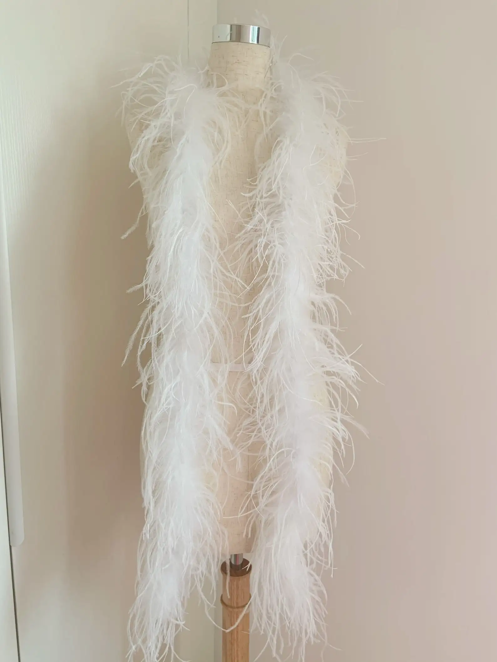 

2 yards White Ostrich Feather Boa Trim For Couture Ostrich Feather Strip Trim for Costume