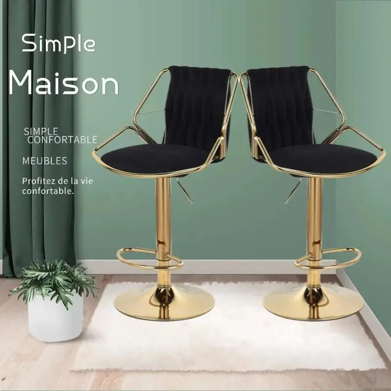 Comanlai Barhocker 2er-Set, kleiner Barhocker mit Rückenlehne, höhen verstellbarer Theken hocker aus Samt und Metall