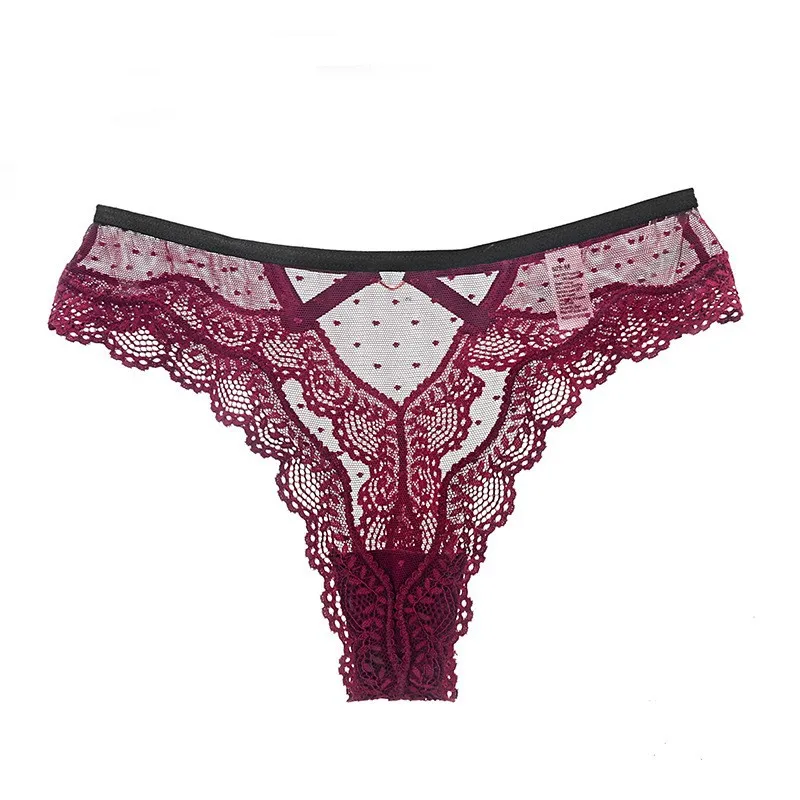 Sexy Underpants Women Lace Edge Breathable Perspective Mesh Women's Thong Pants Cotton Crotch Comfortable Pants Women