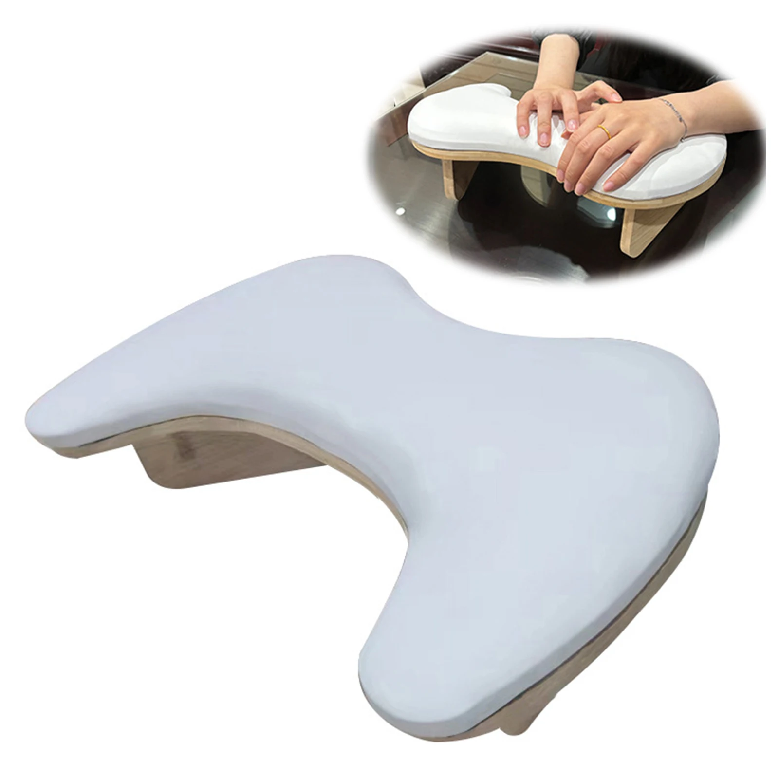 U-shaped Nail Art Hand Pillow Hand Rests for Two Hands Portable Removable Stand Tilt Design Manicure Stand Soft PU Leather