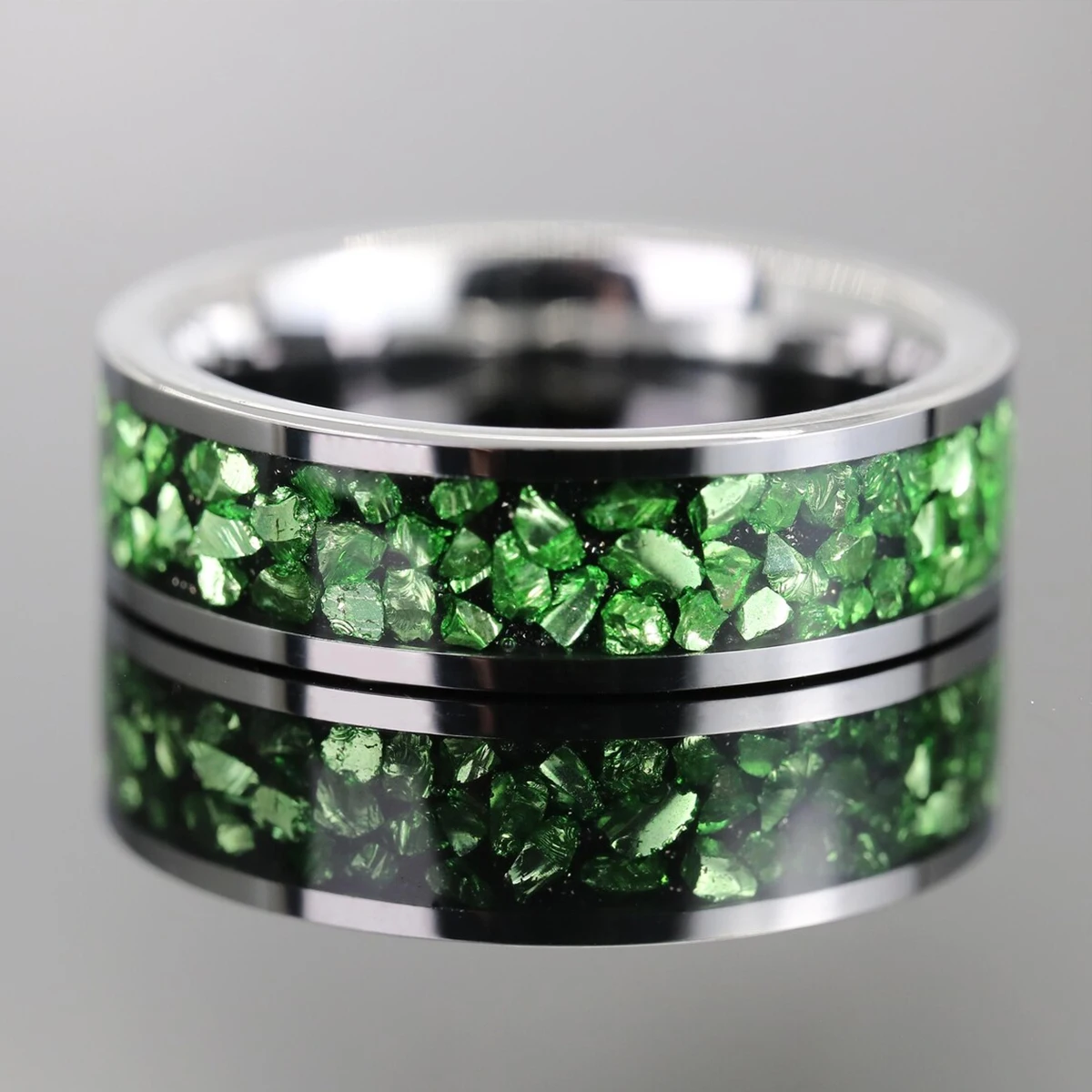 

6MM Green Crystal tungsten ring for man anillos bague homme pareja de compromiso fashion jewelry wedding bands engagement rings