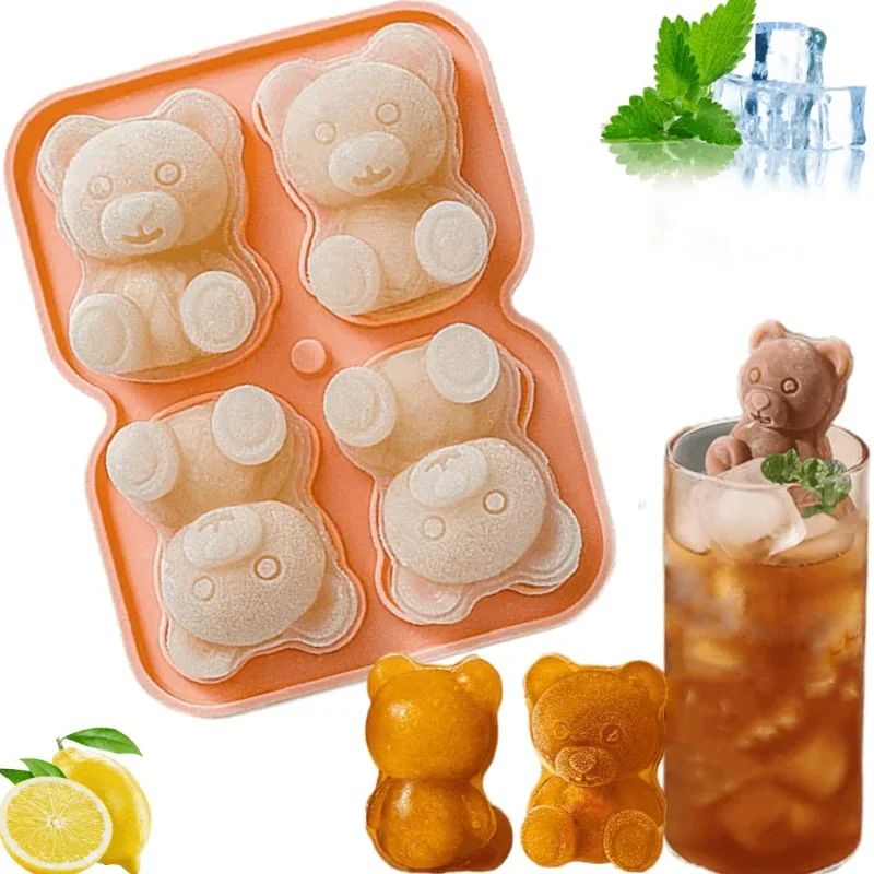 Creative bear ice cube mold food grade silicone ice mold easy to demould homemade coffee beverage companion ice tray ice making
