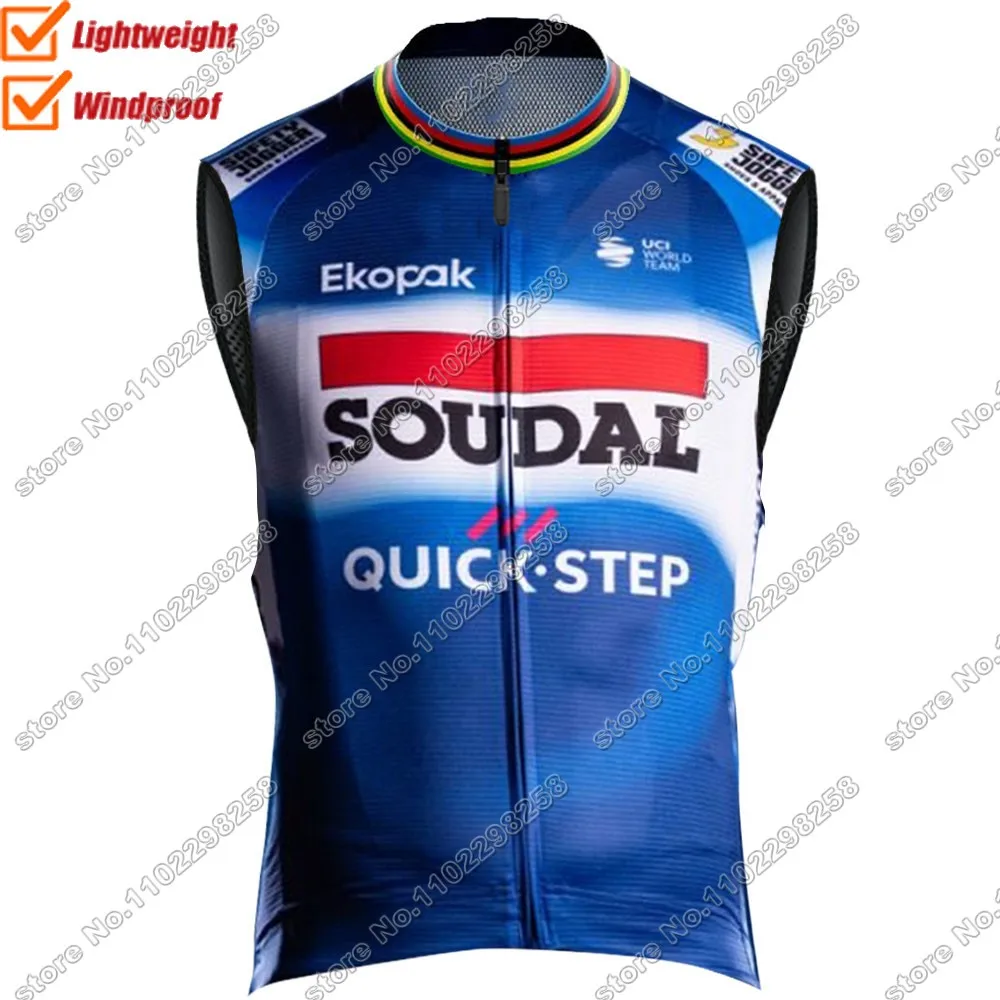 Team Soudal Quick Step 2024 Wind Vest Cycling Vest Windproof Lightweight Race Road Cycling Jersey Sleeveless MTB Ropa gilet Ropa