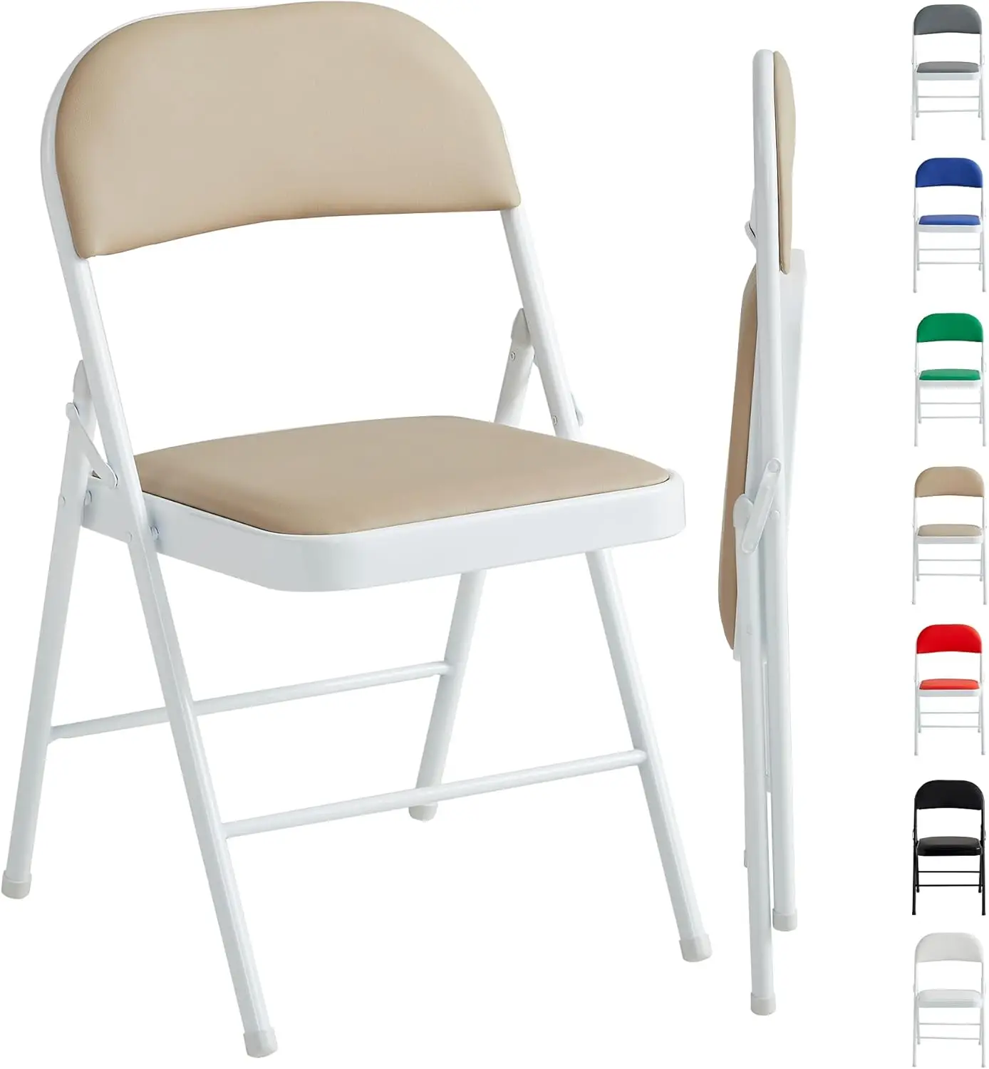 mcc direct 1 Stück Klappstuhl, Kunstleder Klappstuhl mit Metallrahmen und gepolstertem Sitz, einfach zu falten und aufzubewahren für Zuhause, Büro, Esszimmer und Empfang