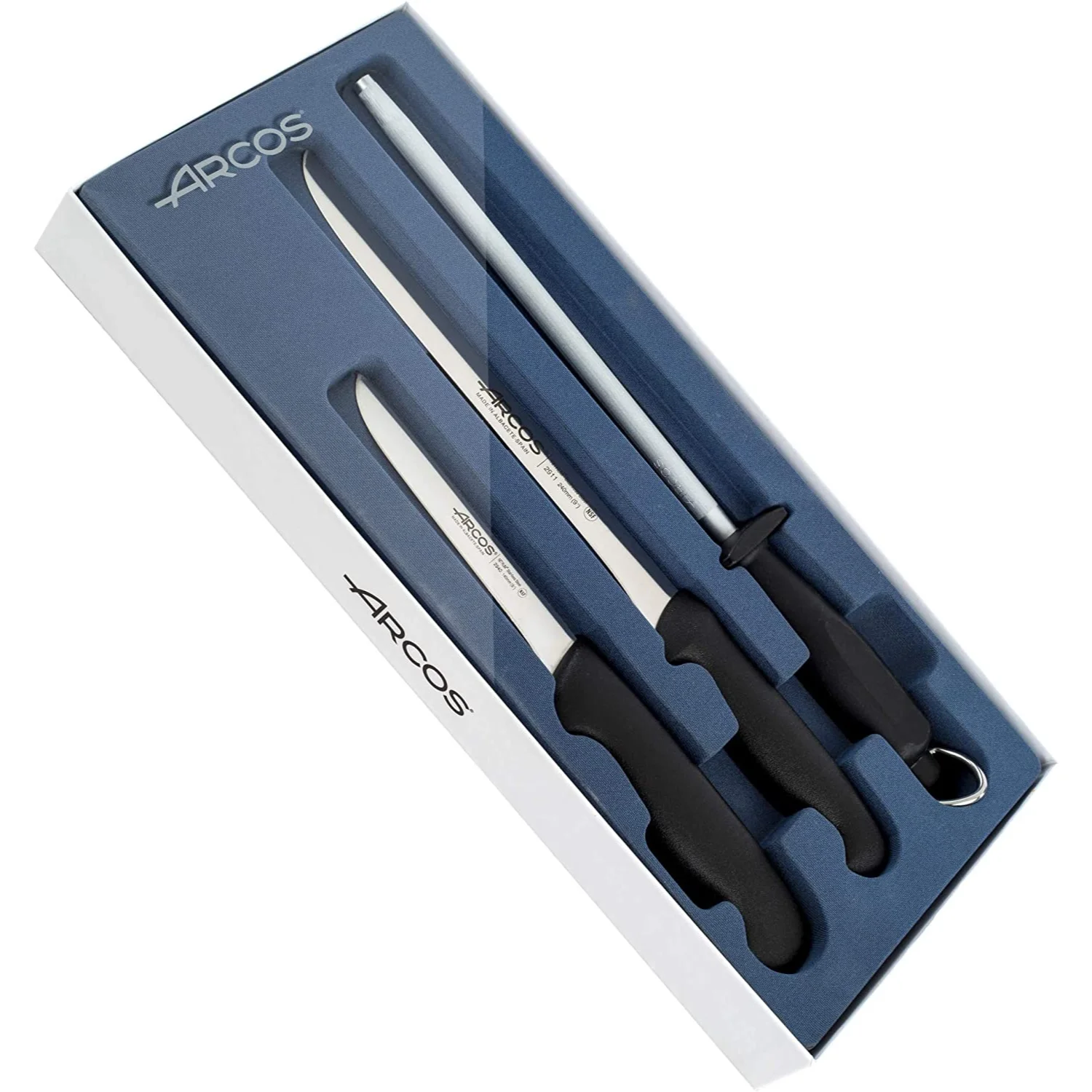 3-piece luky hamak sada pro kost, hams a chaira, nerez ocel, polypropylen ovládat, černá barva, kuchyň, nože pro šunka