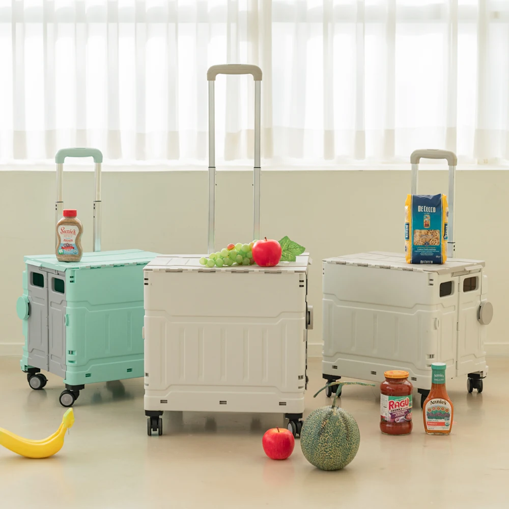 Wheeled Foldable Shopping Cart Trolley Household Portable Cart Shopping Cart Carrier