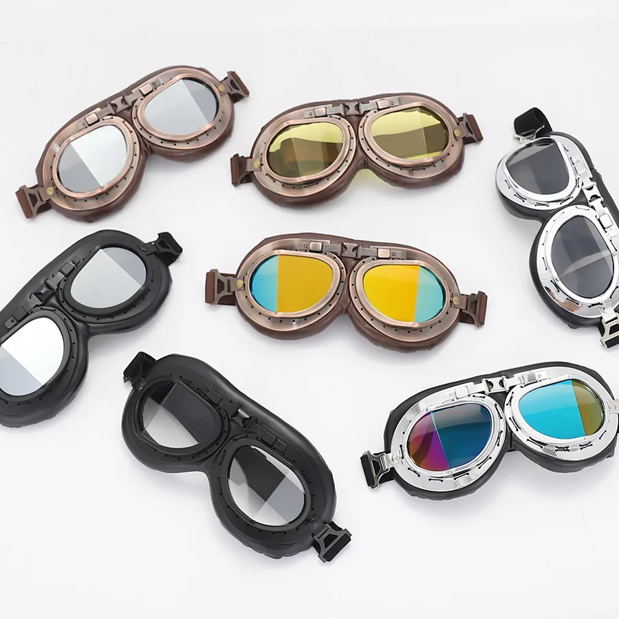 Gafas de motocicleta Retro para hombre, gafas clásicas de Moto Vintage, gafas de piloto Steampunk a prueba de viento y polvo, gafas para deportes al