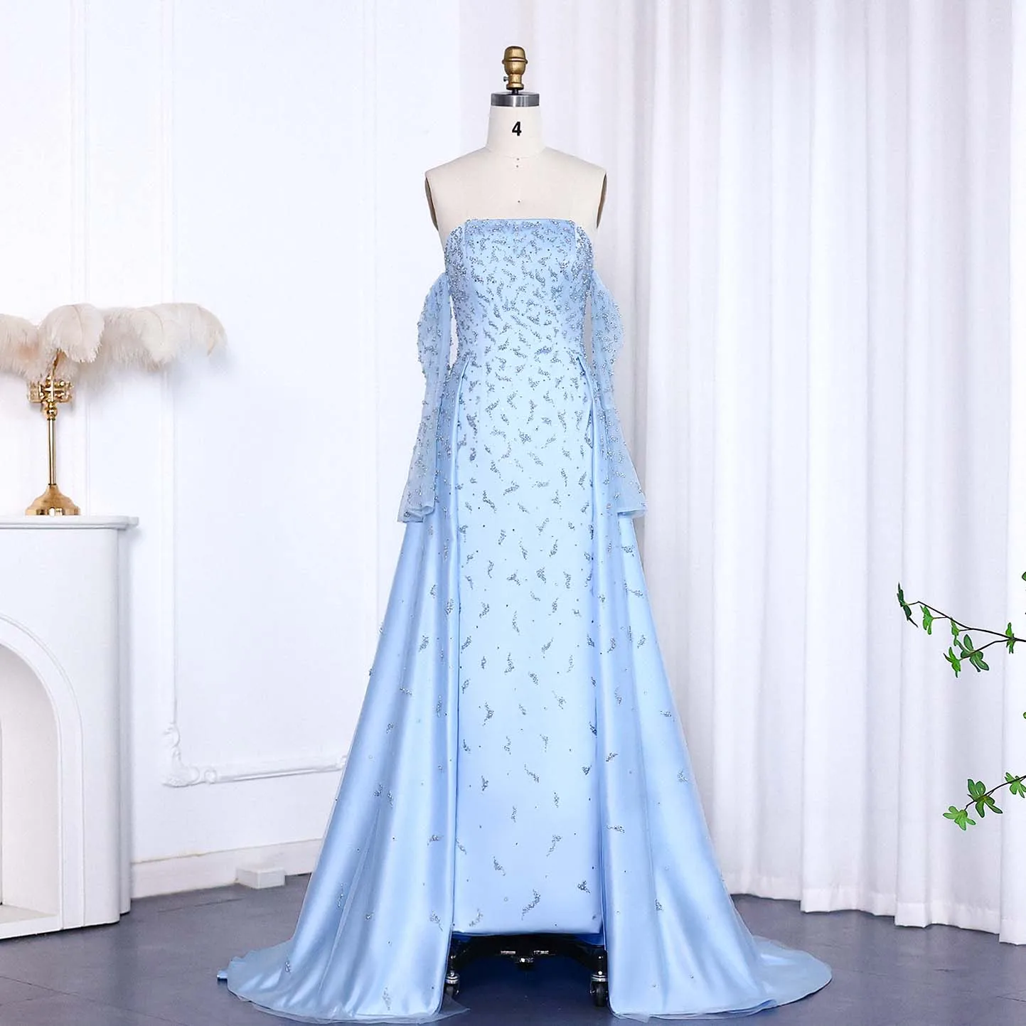 blue bottle coffee dress code Cinderella Divine SATIN SLEEVELESS BEADED SLIT GOWN J031  LA TOP DIVAS