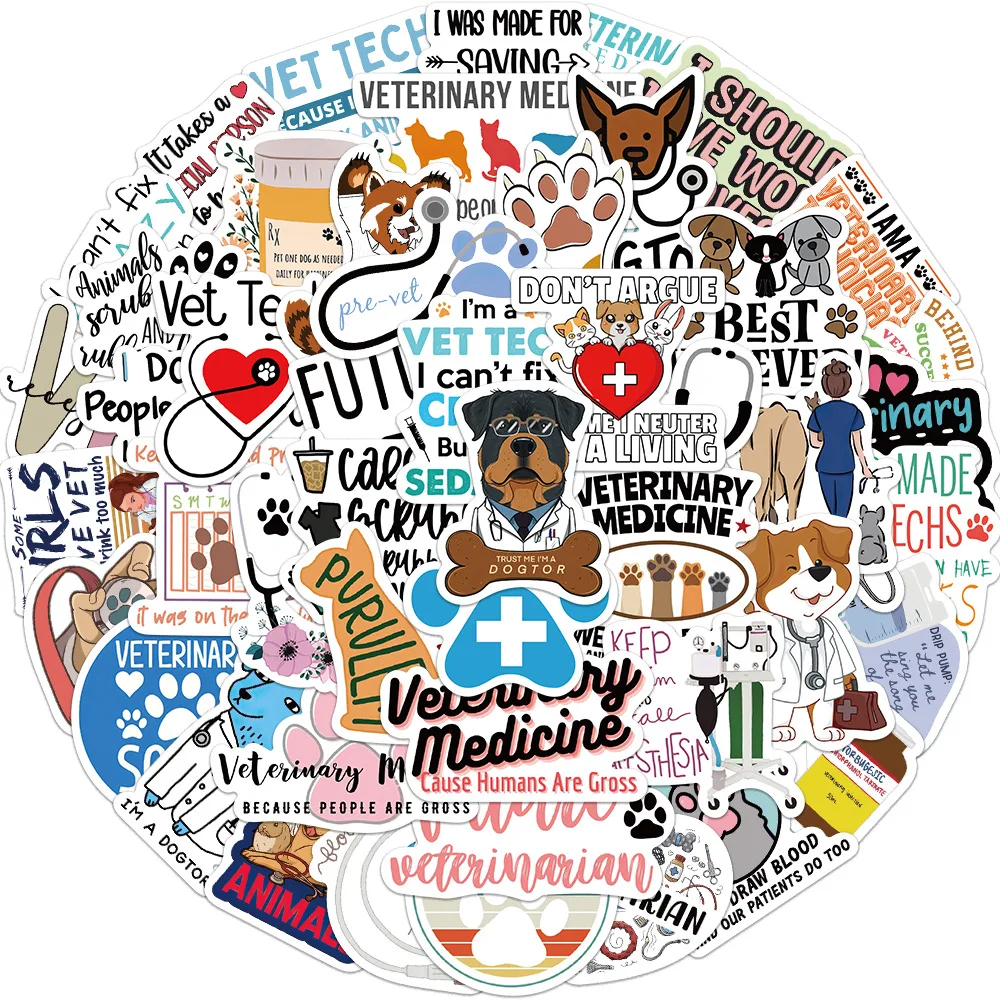 10/30/50PCS Pet Hospital Veterinary Sticker Phrase Graffiti Decals  DIY Laptop Notebook Phone Wall Suitcase Car Cartoon Sticker