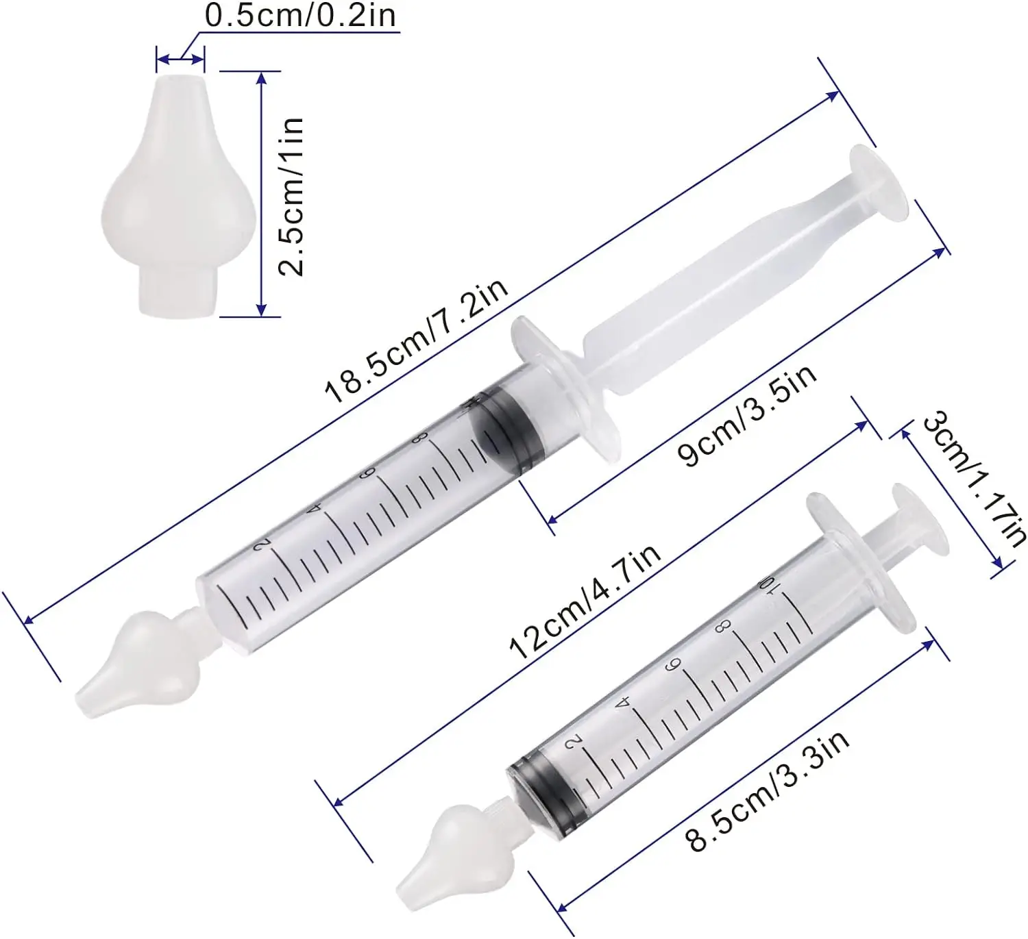 AnGku 8/10pcs Baby Syringe Nasal Irrigator Professional Nasal Aspirator Kit Portable Infant Nose Cleaner for Newborn Infants