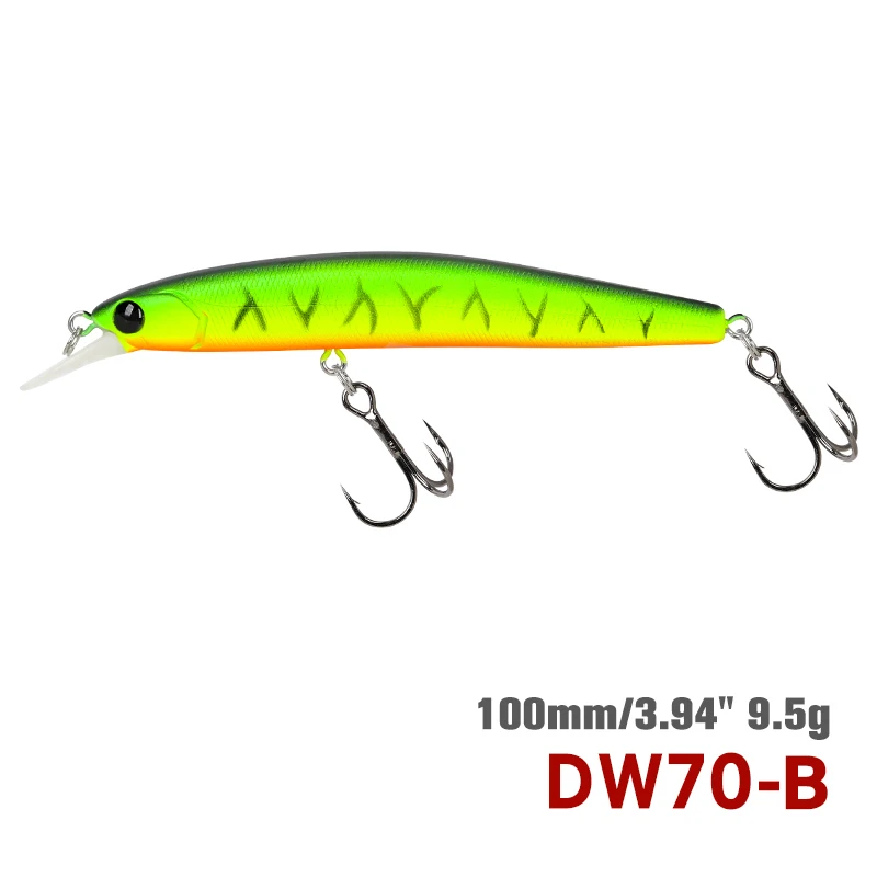 TSURINOYA Suspending Minnow Neue Angeln Köder DW70 100SP 9,5g Künstliche Köder Swimbait Wobbler Harter Köder Hecht Bass Crankbait