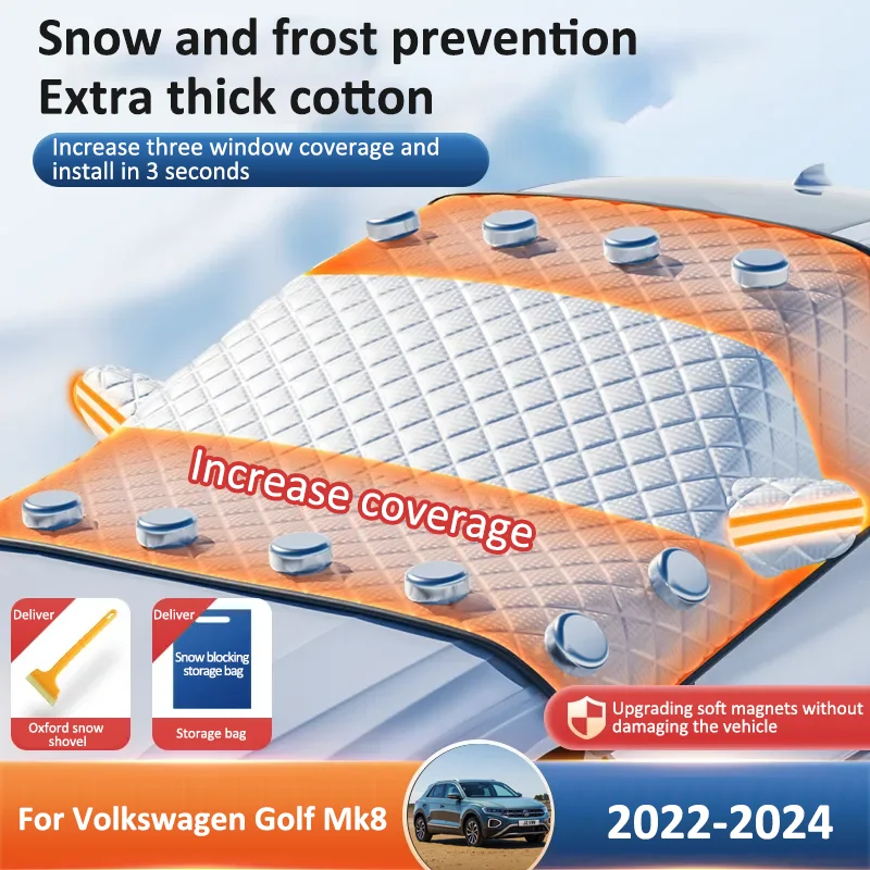 

for Volkswagen VW Golf 8 Mk8 2022 2023 Car Snow Cover Windshield Sunshade Outdoor Waterproof Car Cover Anti Frost Auto Protector