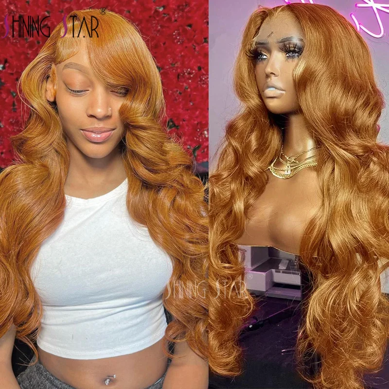 

Ginger Blonde Hd Lace Frontal Wig 13X6 13X4 Blonde Body Wave Lace Front Wig Transparent Lace Brazilian 32 Inch Human Hair Wigs