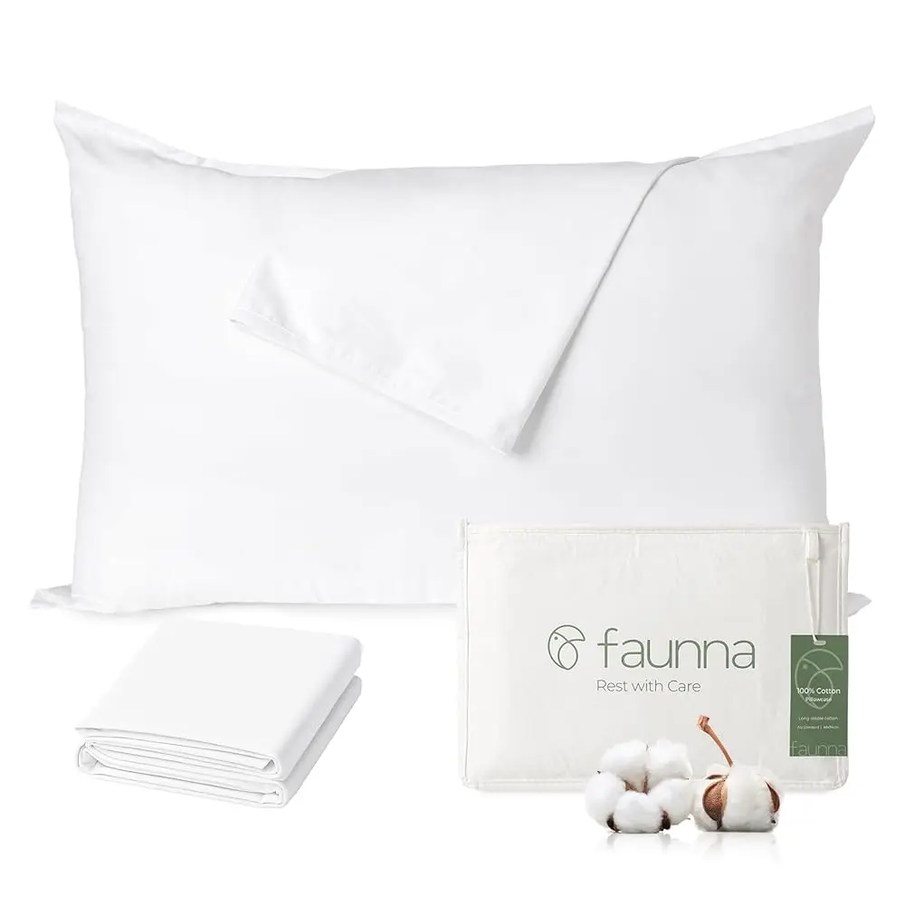 

FAUNNA Anti-Dust Mite Pillowcases, Queen, 4 Pack, White