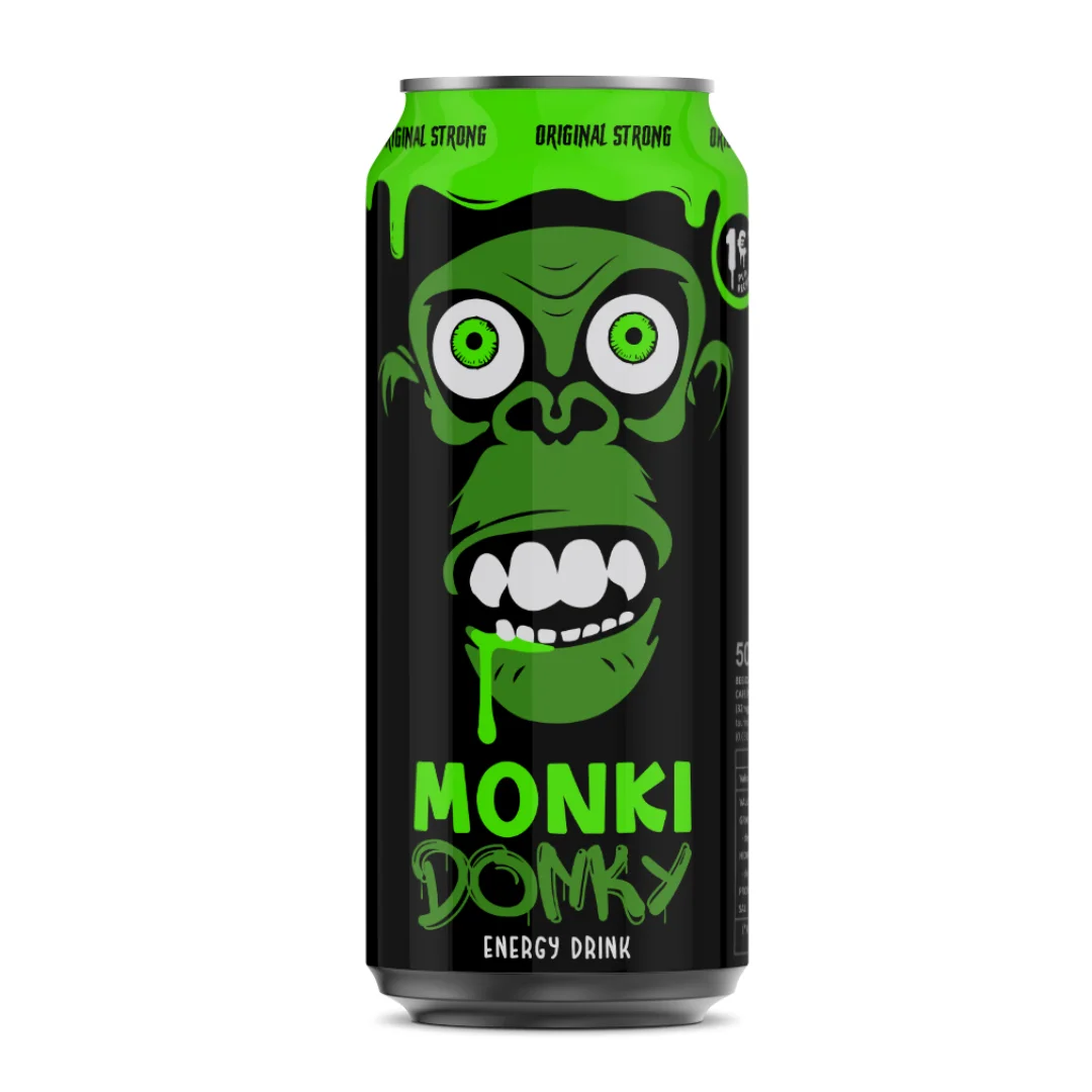 Monki Donky Bebidas energéticas - 24 unidades de 500ml cada una - Sabores disponibles: Original Strong, Fresa, Sandía, Mango