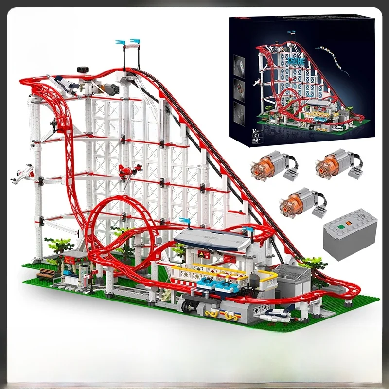 Mold King 11014 Technische achtbaan bouwsteen De gemotoriseerde achtbaan modelset compatibel met 10261 baksteenspeelgoed - afbeelding 2