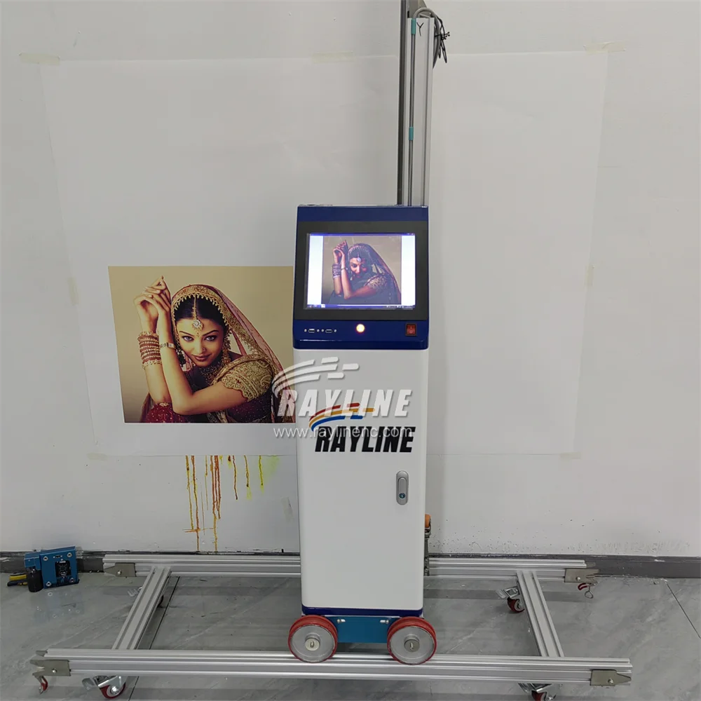 Cellphone Control AI 4K Wall Printer Automatic Splitting/Positioning Images Unlimited Length/Width Wheeled Wall Printing Machine