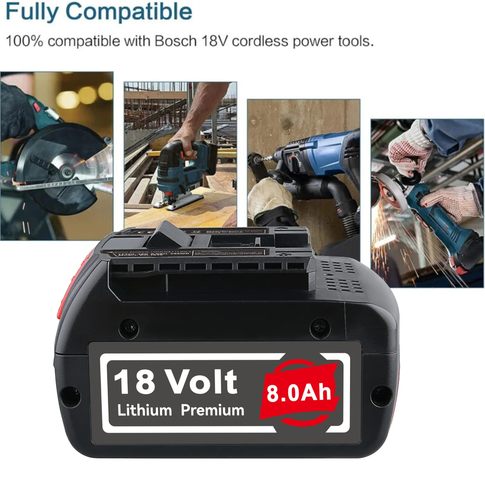 1/2/4 pezzi BAT609 8.0Ah Li-on Sostituisci per utensili elettrici a batteria Bosch 18V BAT610 BAT612 BAT618 Vestito per perno batteria Bosch 18V