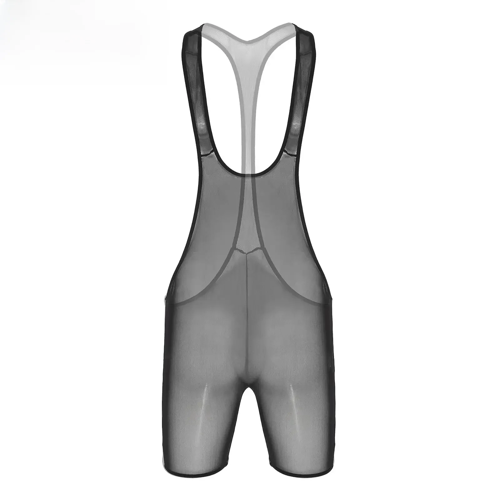 Herren Bade bekleidung durchsichtiges Netz Deep U Neck Bodysuit Wrestling Singulett Overall
