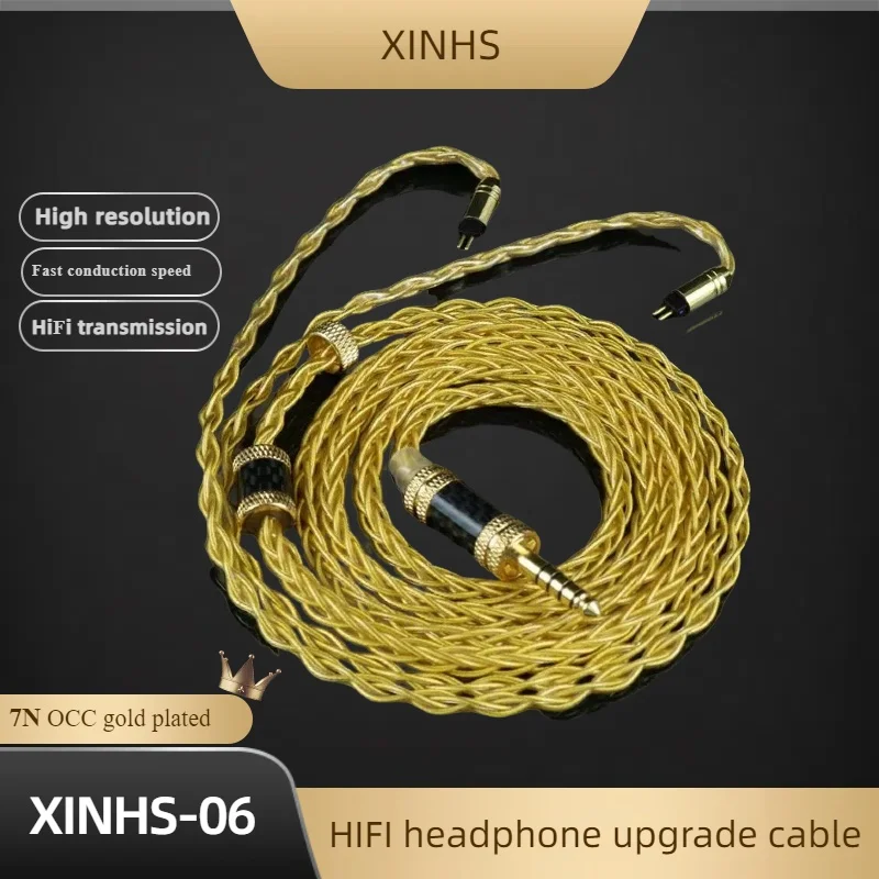 

XINHS 8-Core 7N Single Crystal Copper Gold-Plated Earphone Upgrade Cable 3.5/2.5/4.4mm MMCX/0.78 2Pin for IEM Vesper Chu II SR5