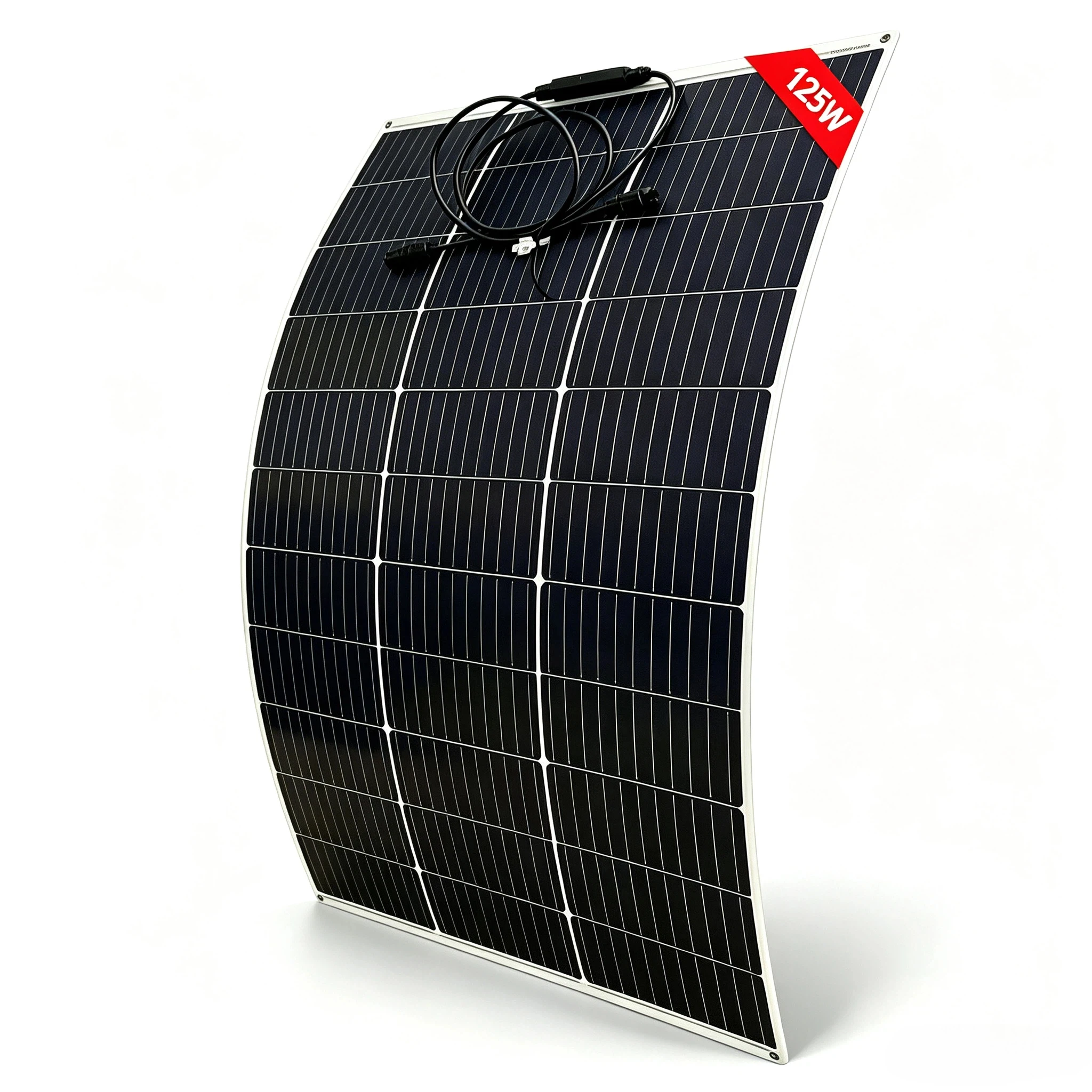 Panel słoneczny 125W z monokrystalicznym ogniwem słonecznym 18V, elastyczny panel słoneczny 120W do akumulatorów 12V, kamperów, łodzi, jachtów, systemów solarnych na balkonach.