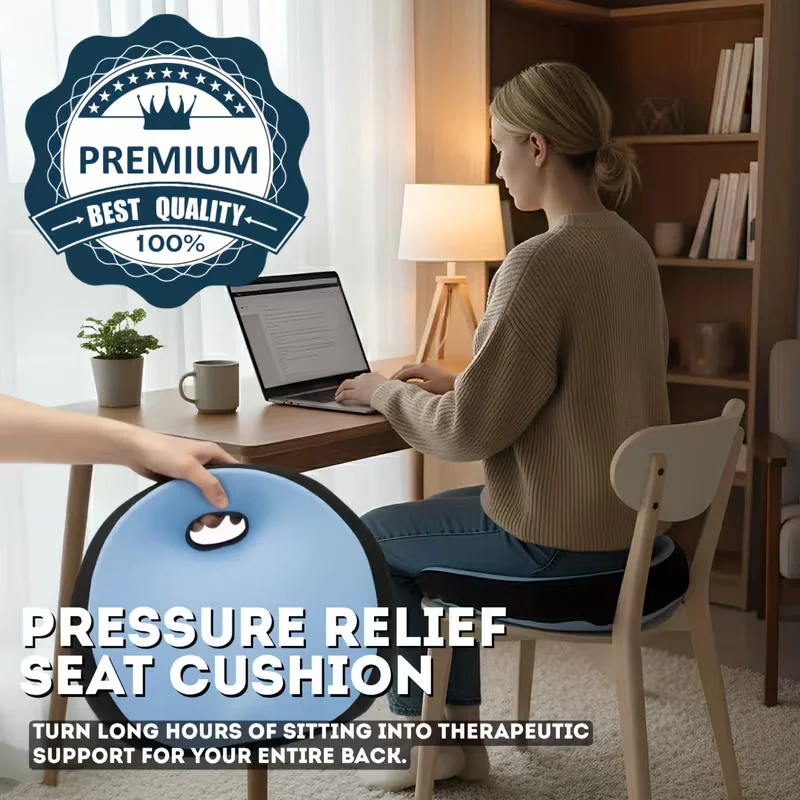 Memory Foam Seat Cushion - Ergonomic Back and Tailbone Support, with Zipper Closure, Soft Cushion, Suitable for Office Chairs, Cars, and Home Use - No Electricity Required, Can Only Be Washed by Hand - Ideal for Back and Tailbone Discomfort, Comfortable Seat
