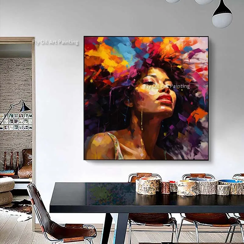 

Hand Painted Abstract Feminine Charm Beautiful Woman Oil Painting Color Impression Canvas Painting For Home Wall Decor Unframed