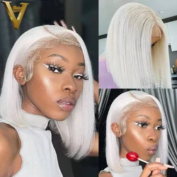 White Blonde Short 13x4 Lace Front Wig Pixie Cut Hd Transparent Wigs For Black Women Pre Plucked Brazilian Virgin Human Hair Wig