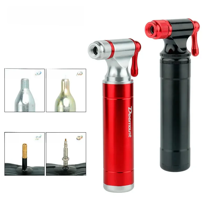 AliExpress Deemount Bicycle CO2 Inflator Fits Presta Scrader Valve Road MTB Tire Quick Pumping Threaded 16/12/8G Unthreaded 16G Cartridge