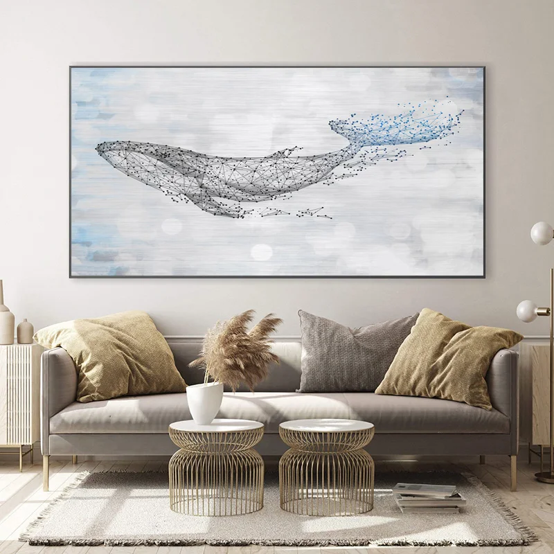 Geometric Whale Starry Sky Abstract Canvas Painting Posters and Prints Wall Art Pictures Bedroom Living Room Home Decor No Frame