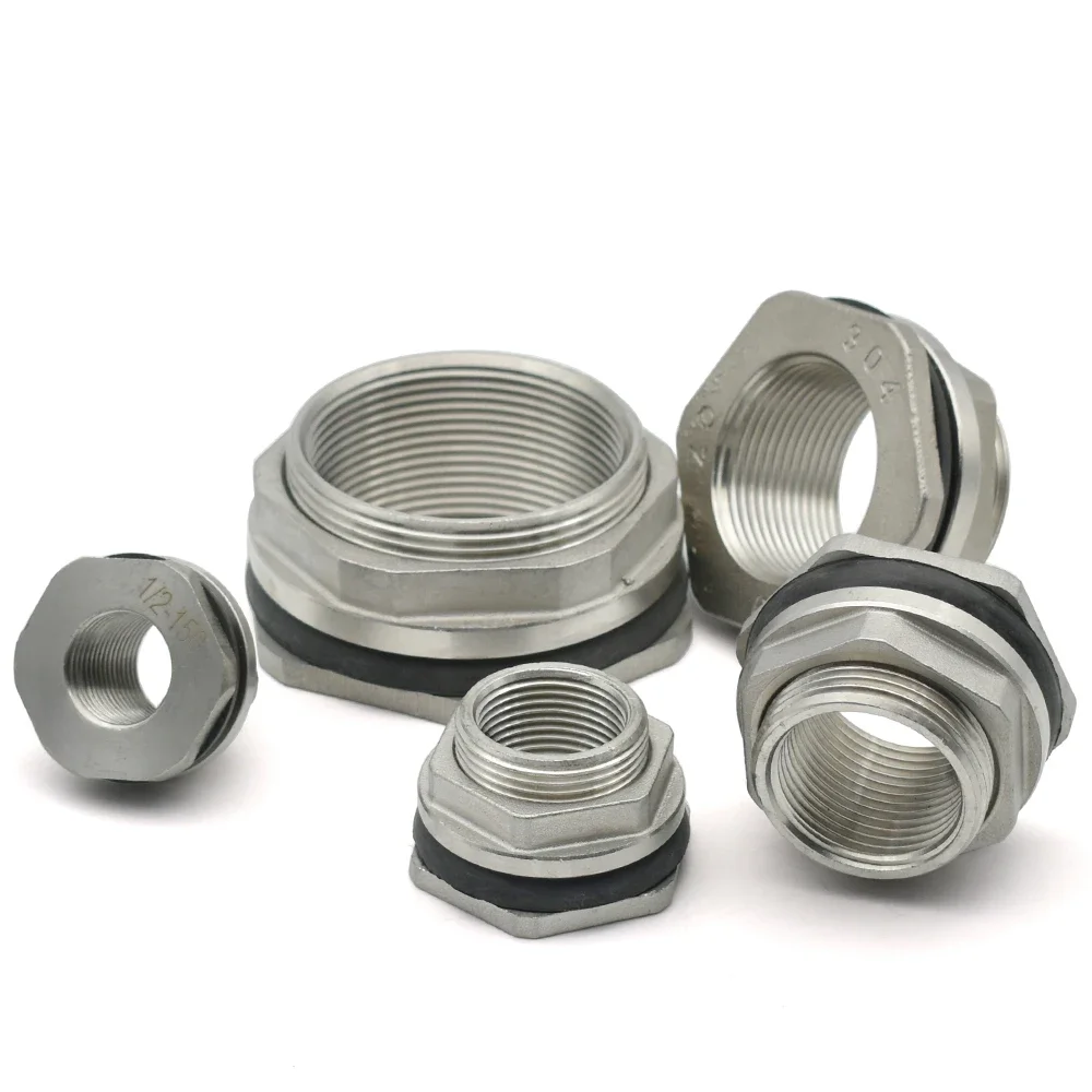 1/4 "3/8" 1/2 "3/4" 1 "2" BSP filetage interne SUS304 acier inoxydable cloison externe Joint réservoir d'eau Joint connecteur adaptateur