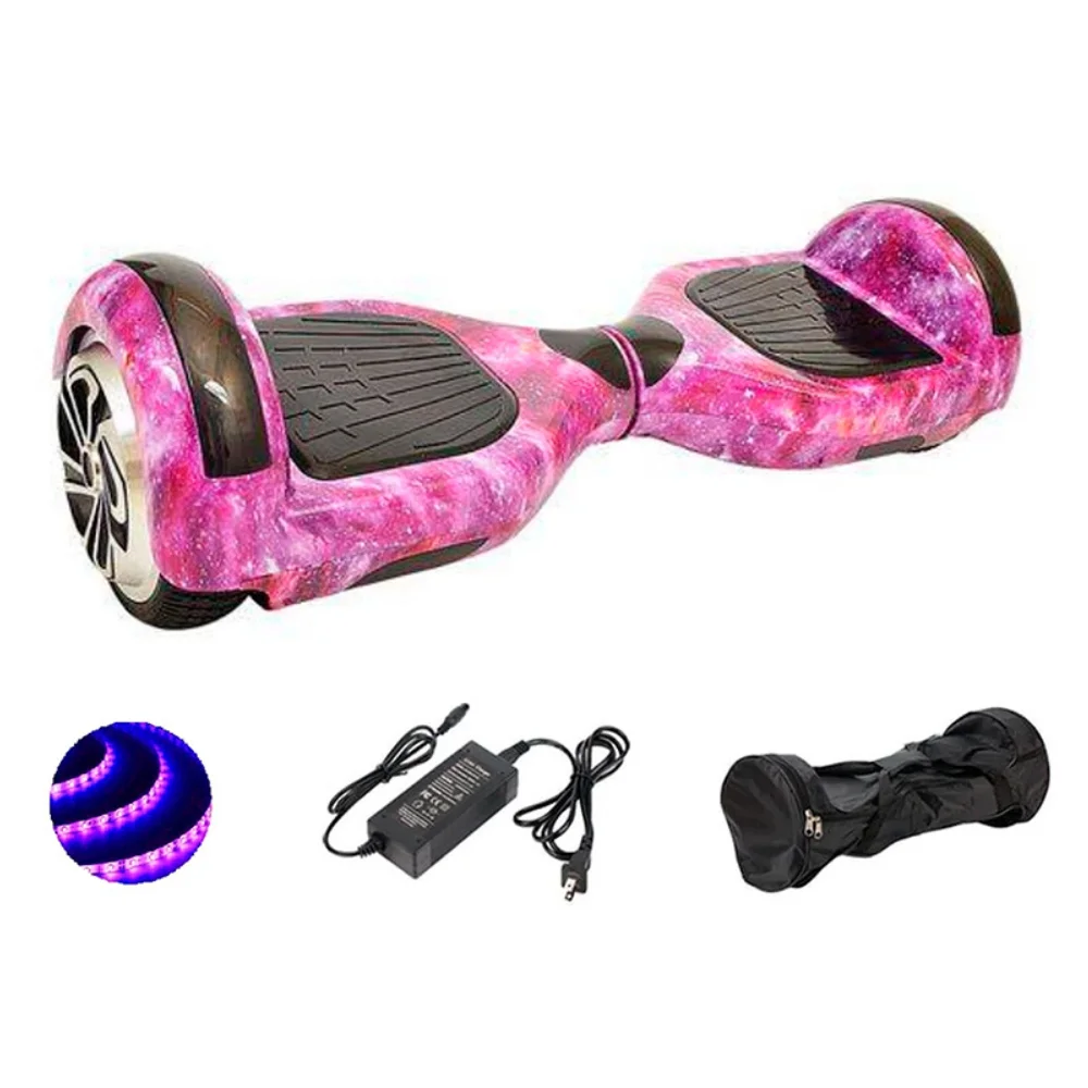 Hoverboard Skate Elétrico 6.5 Led Bluetooth Roxo Galáxia Brinovar