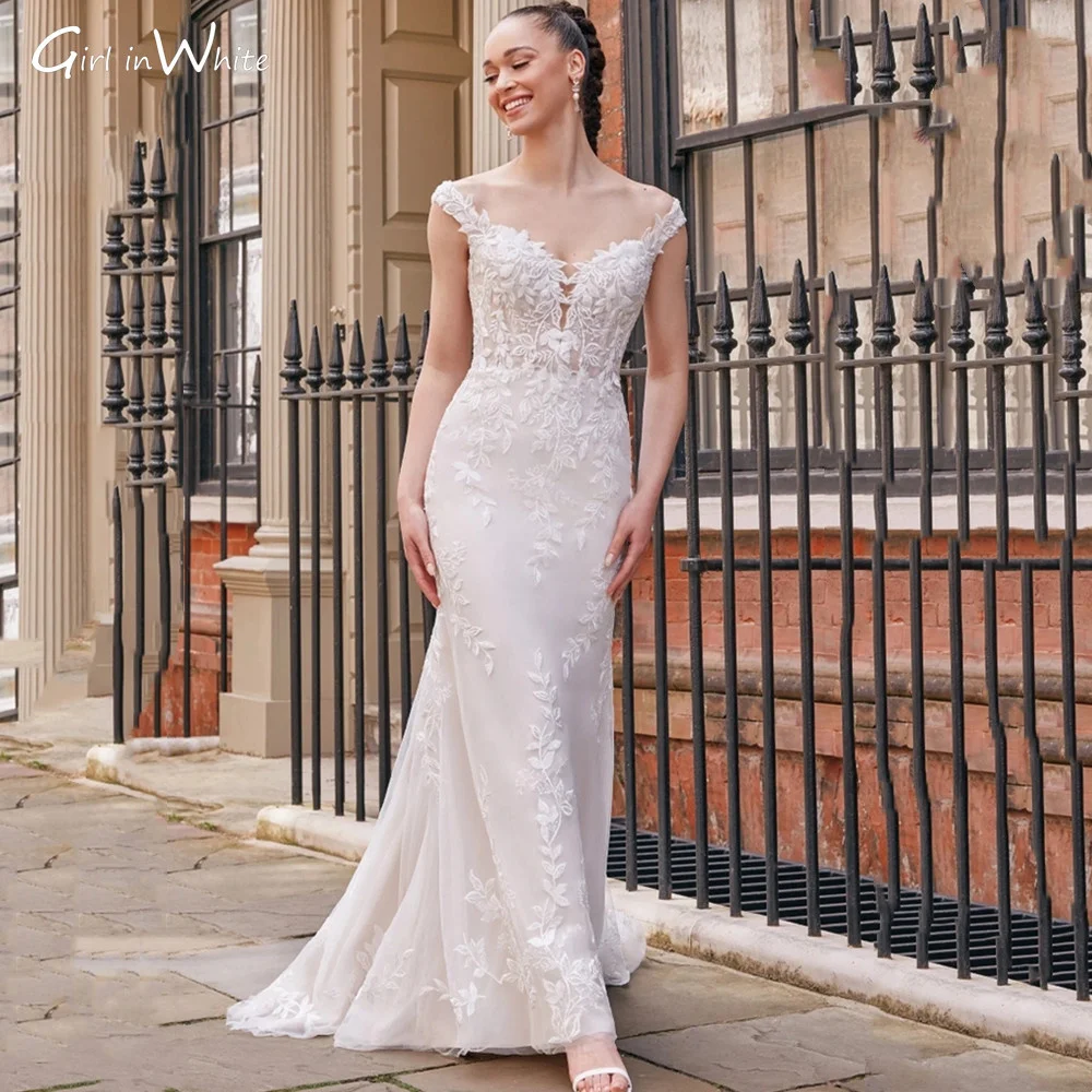 Grace Sweetheart Mermaid Wedding Dress Classic Fishtail Bridal Robes Beach Lace customized Tulle Sweep Train Vestido De Noiva