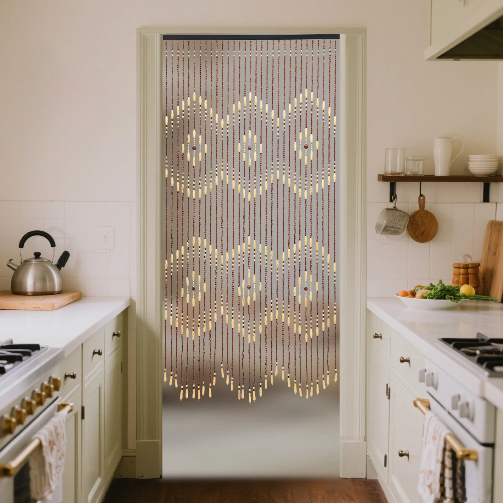 

Handmade Wooden Bead Curtain, 31 Strings Bamboo for Doorway & Room Divider, Chinese Style