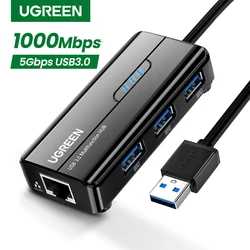 UGREEN USB Ethernet Adapter 1000/100Mbps USB to RJ45 USB3.0/2.0 HUB for Laptop PC Xiaomi Mi Box S Nintendo Network Card USB Lan