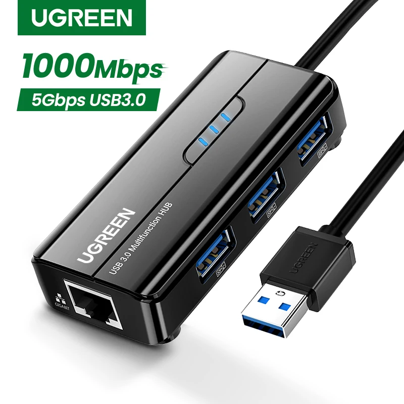 UGREEN Adapter Ethernet USB 1000/100Mbps USB do RJ45 USB3.0/2.0 HUB do laptopa Xiaomi Mi Box S karta sieciowa Nintendo USB Lan