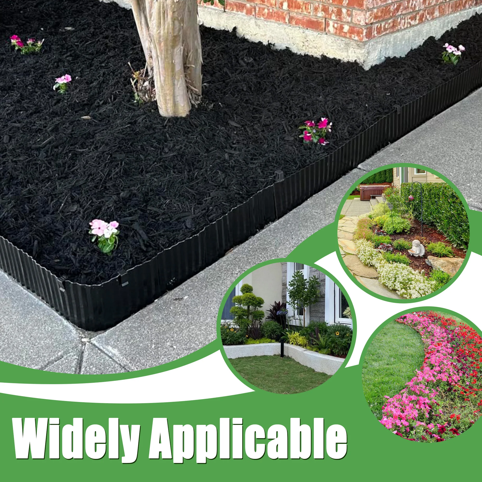 حواف حديقة معدنية مموجة 4 بوصة × 20 قدم، حاضنة حواف قوية في الحديقة، حدود حواف المناظر الطبيعية للحديقة وسرير الزهور والحديقة والفناء