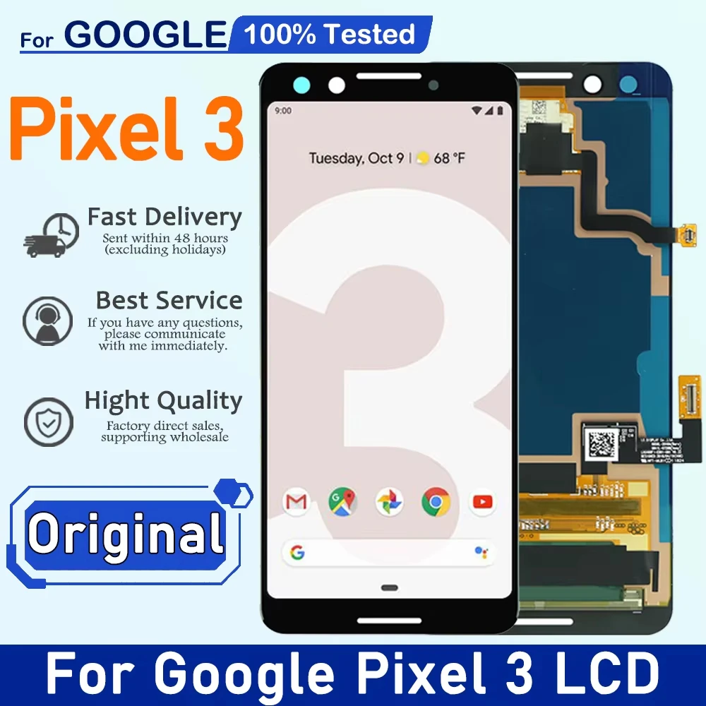 

5.5" Original AMOLED For Google Pixel 3 LCD Display Touch Screen Digitizer Assembly With Frame For Google Pixel3 LCD Replacement