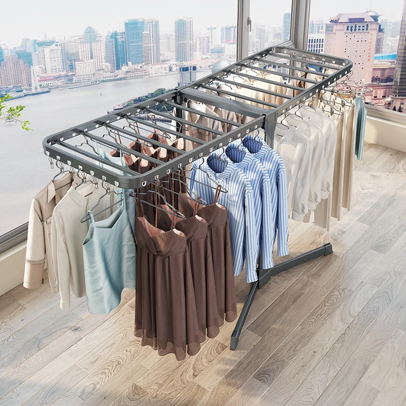 Ultra Size Floor Standing Foldable High Level Quality Aluminum Alloy Clothes Drying Racks